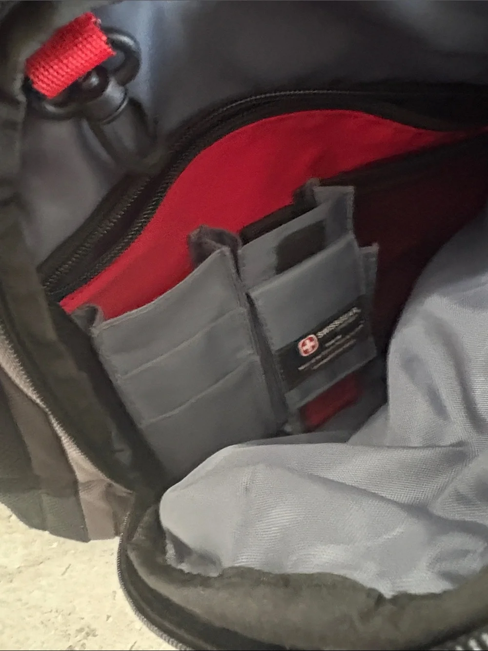 Swiss-Style Black and Gray Men's Backpack with Front Organizer